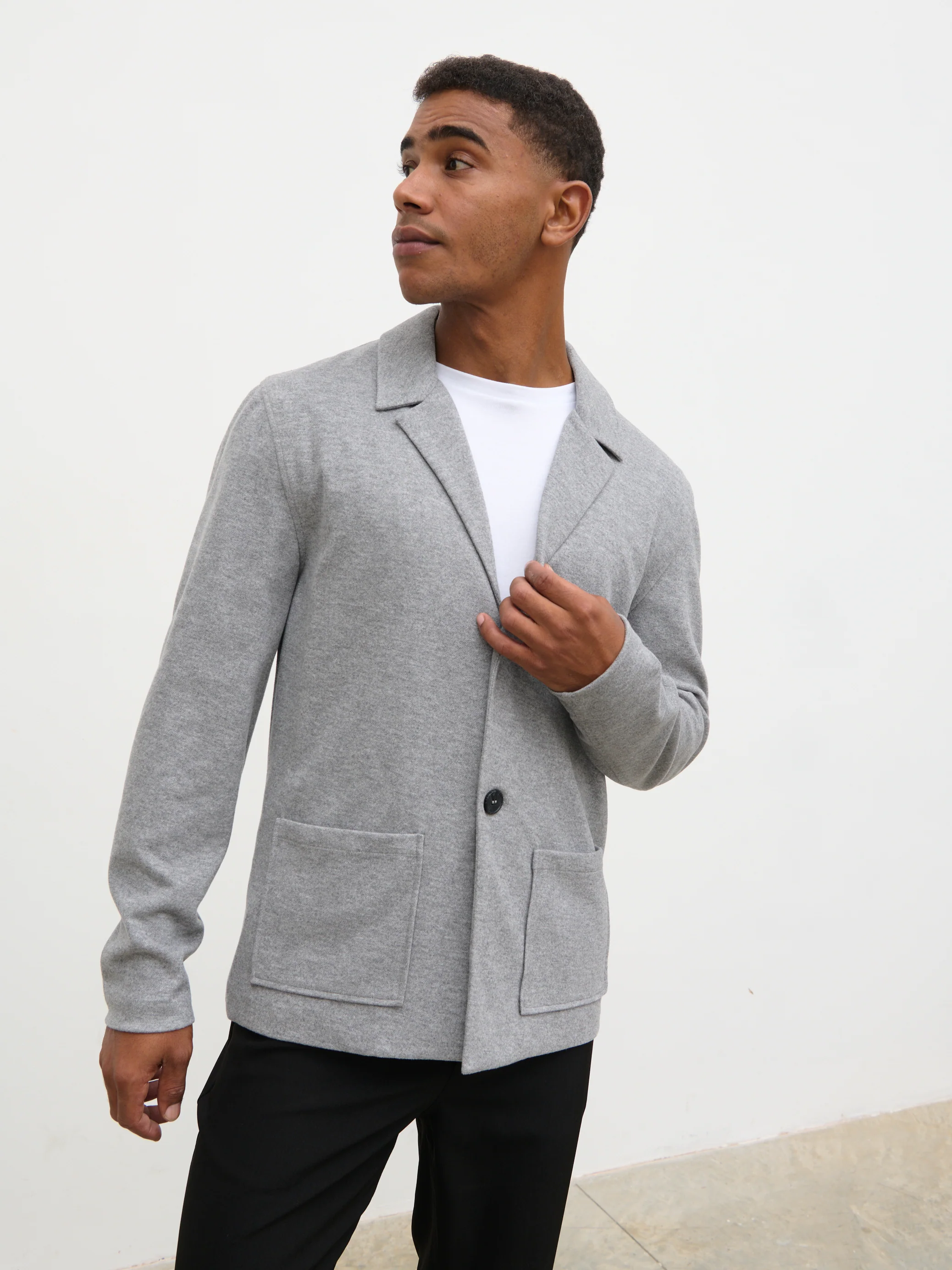 Leo Casual Blazer - Grey Marl - Image 3