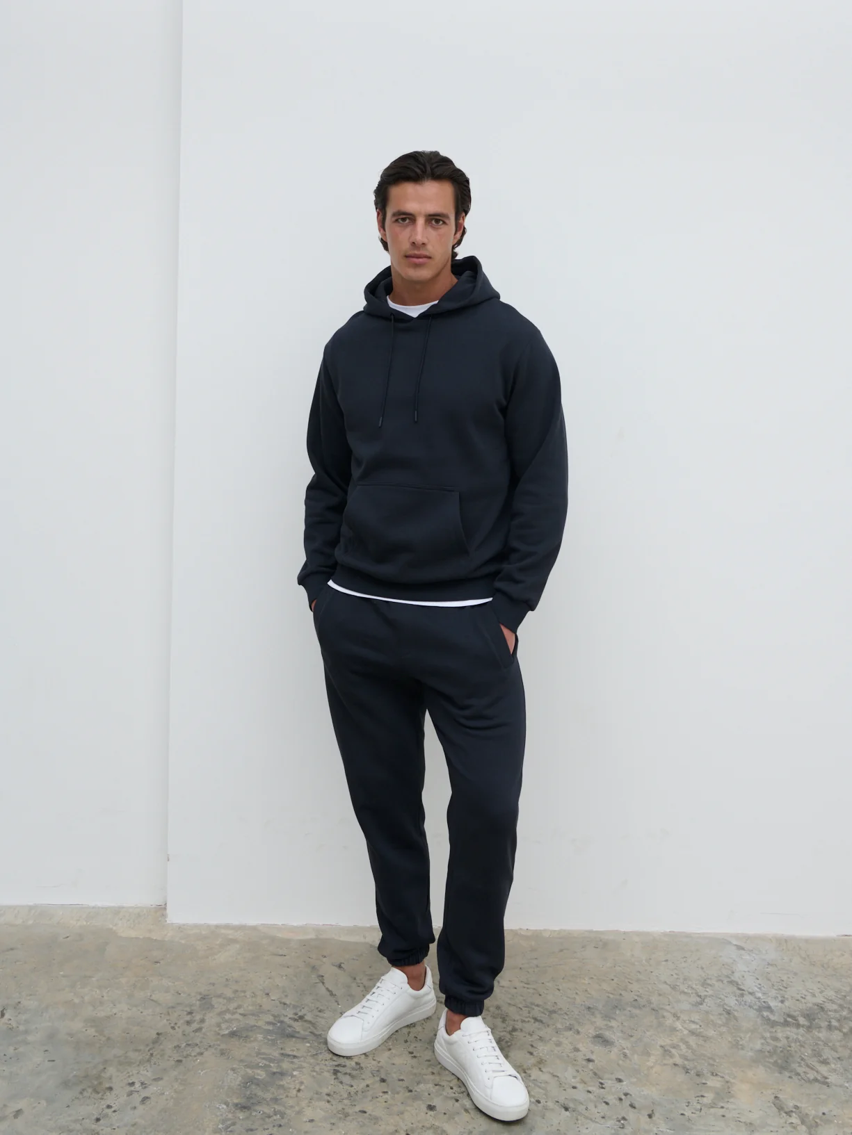 Leo Relaxed Cotton Hoodie - Blue Graphite - Image 3