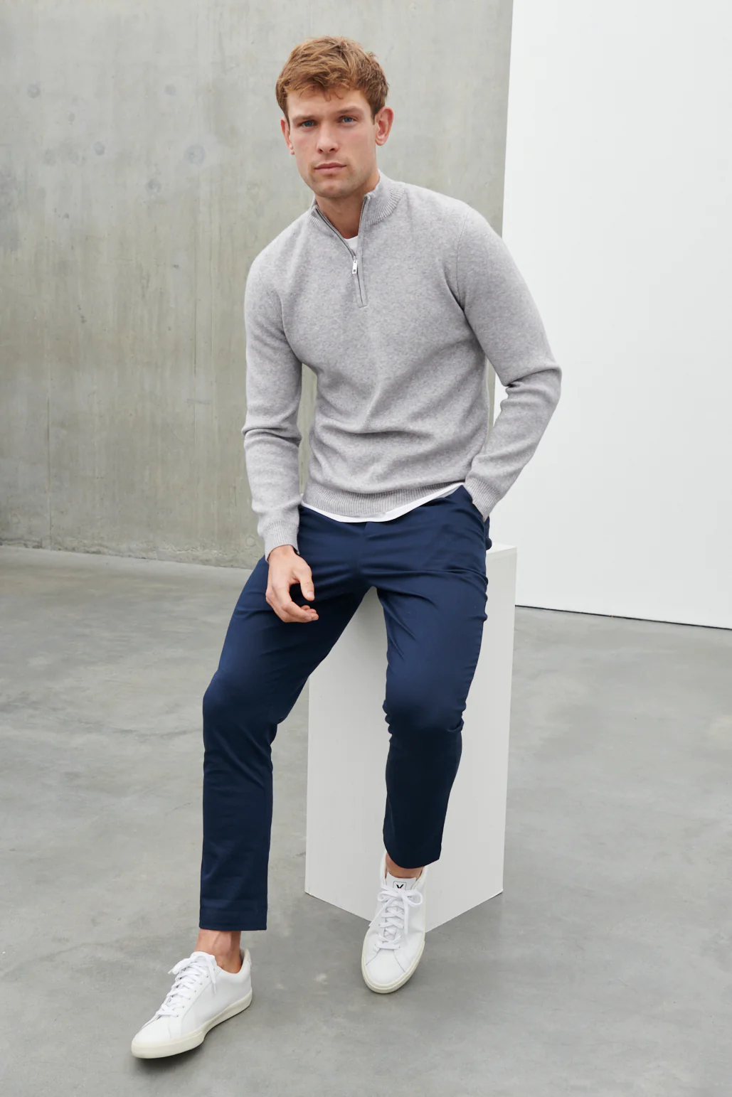 Logan Grown On Neck Half Zip Jumper - Grey Marl - Image 3