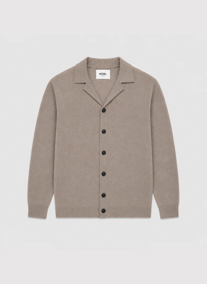 Marley Cuban Collar Knit Shirt - Mushroom