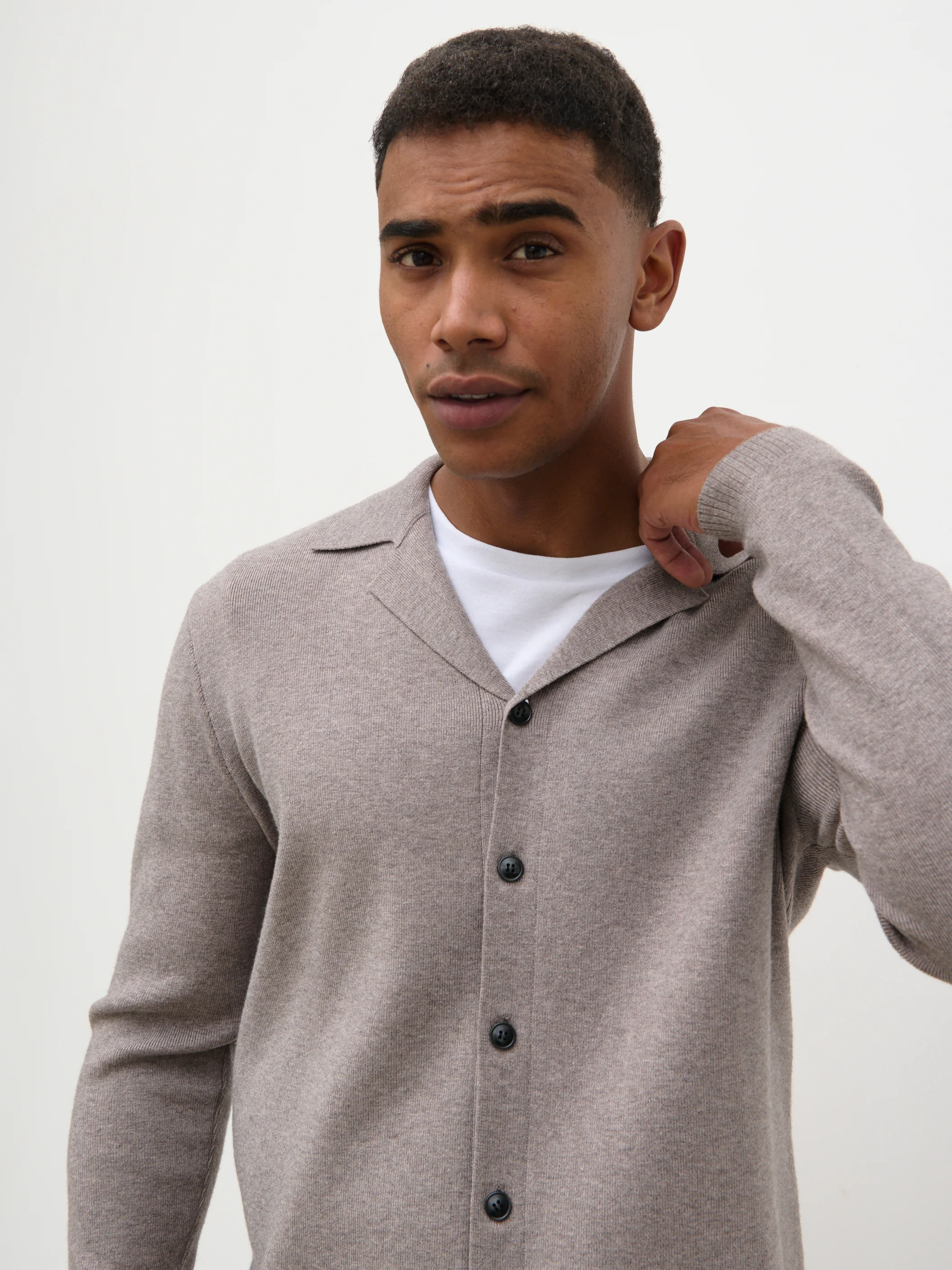 Marley Cuban Collar Knit Shirt - Mushroom - Image 5