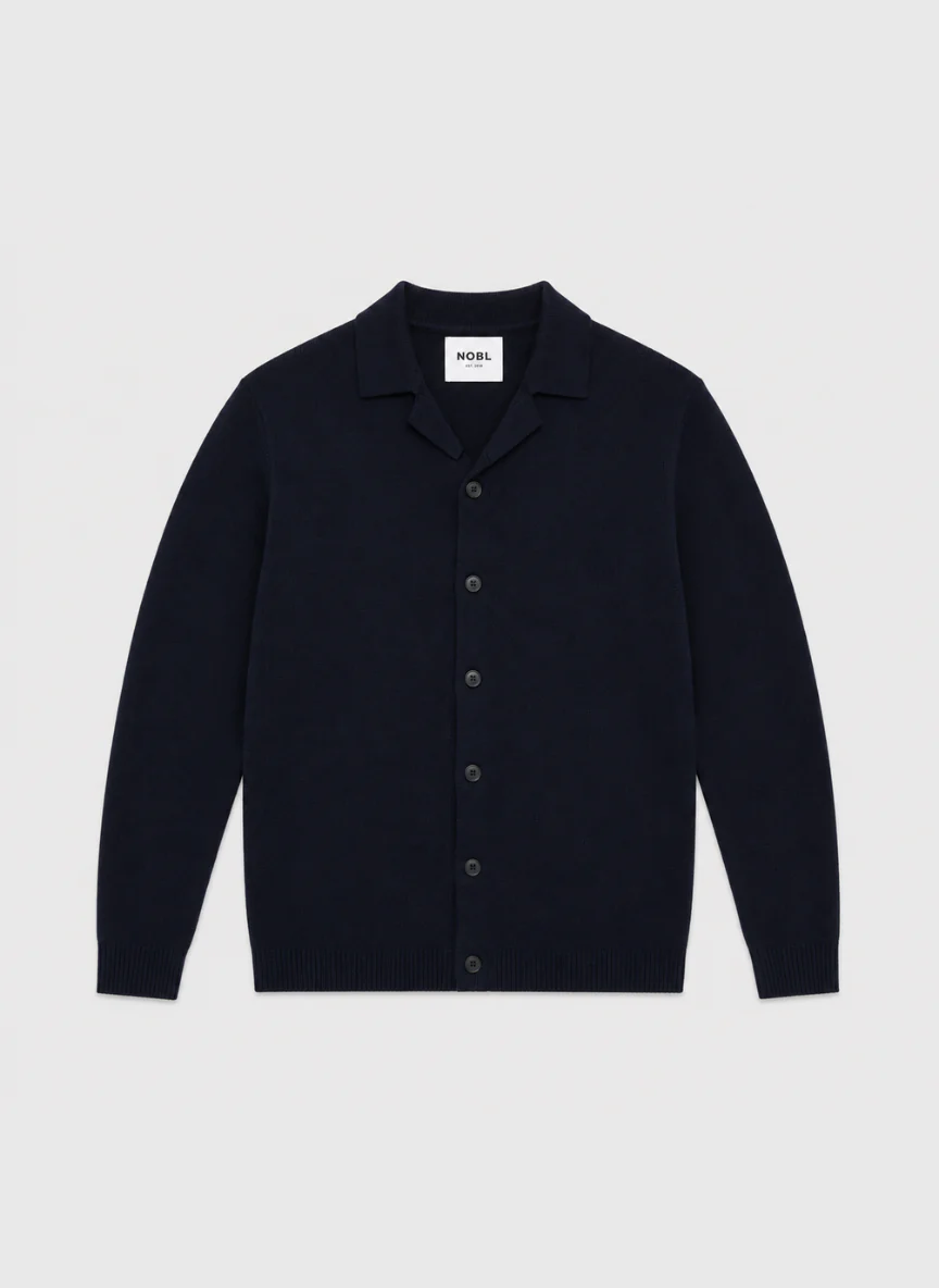 Marley Cuban Collar Knit Shirt - Navy