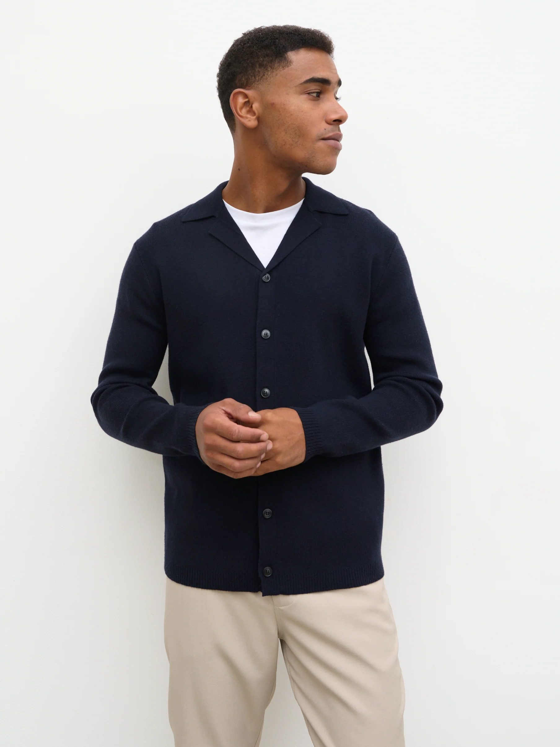 Marley Cuban Collar Knit Shirt - Navy - Image 8