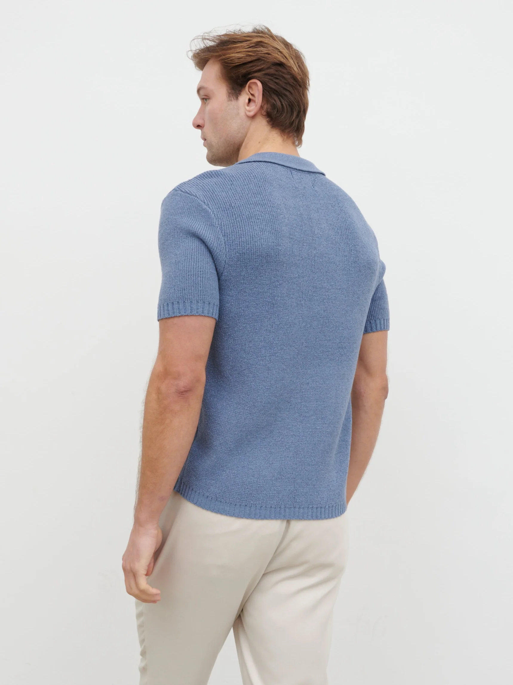 Mason Fine Tape Knit Polo - Blue - Image 6