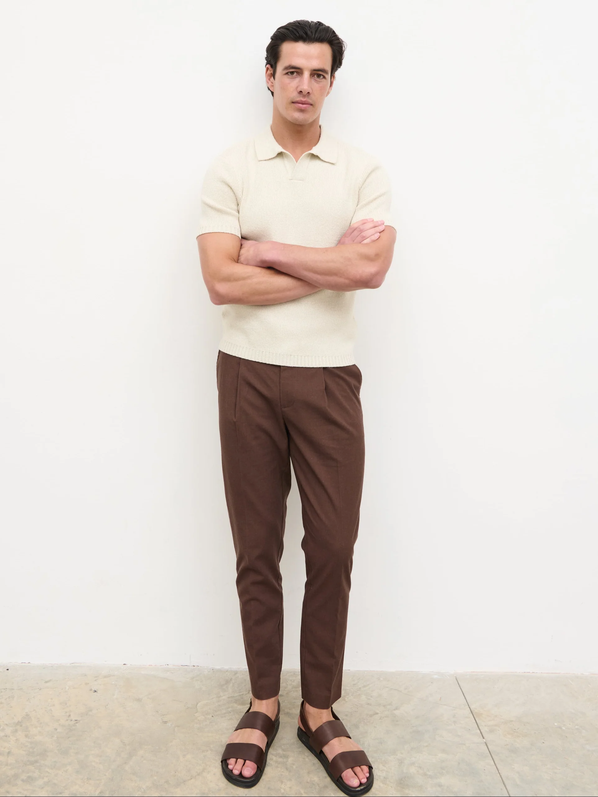 Mason Fine Tape Knit Polo - Light Grey - Image 9