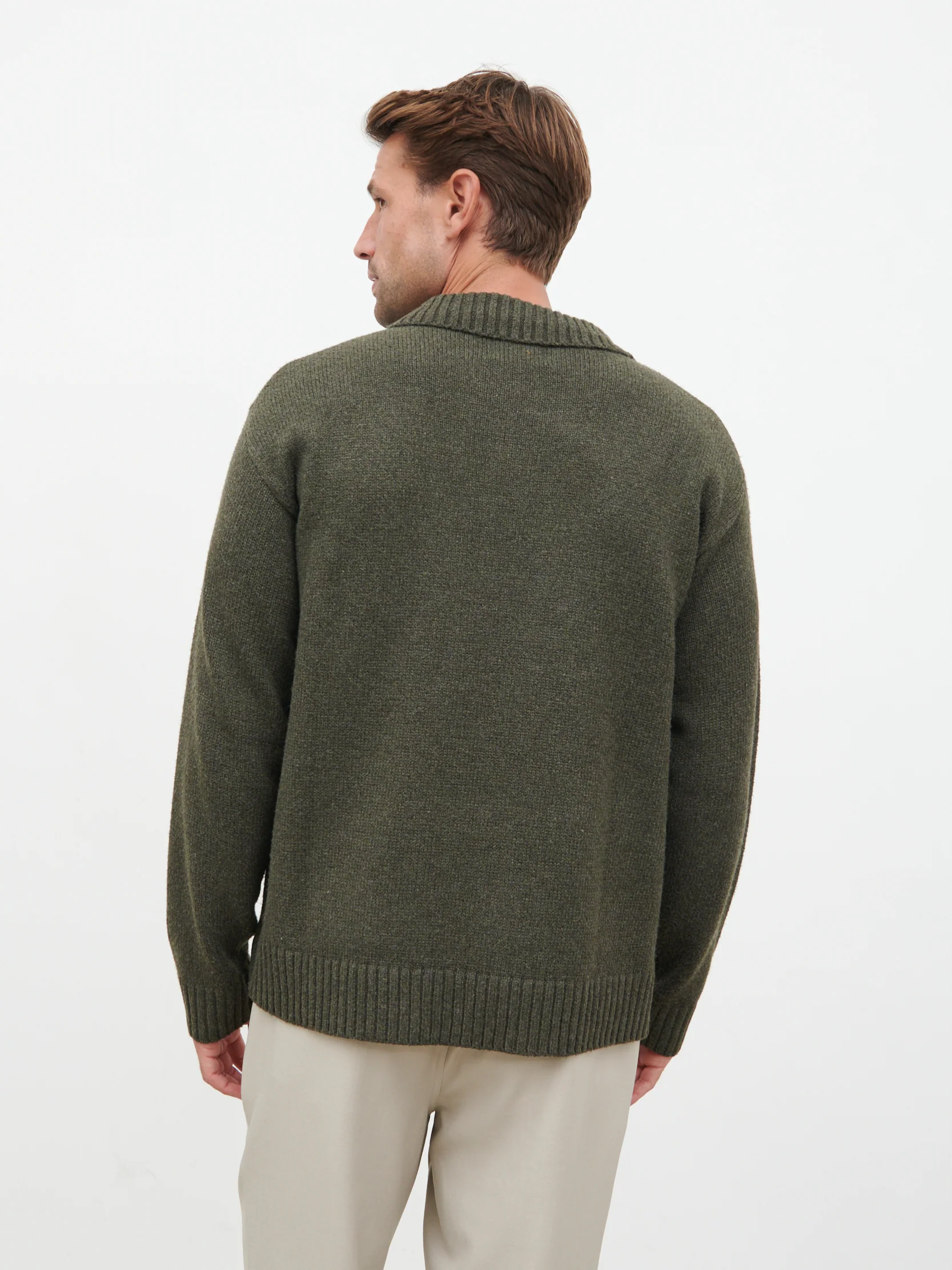 Maynard Pocket Detail Knit Jumper - Olive - Image 8
