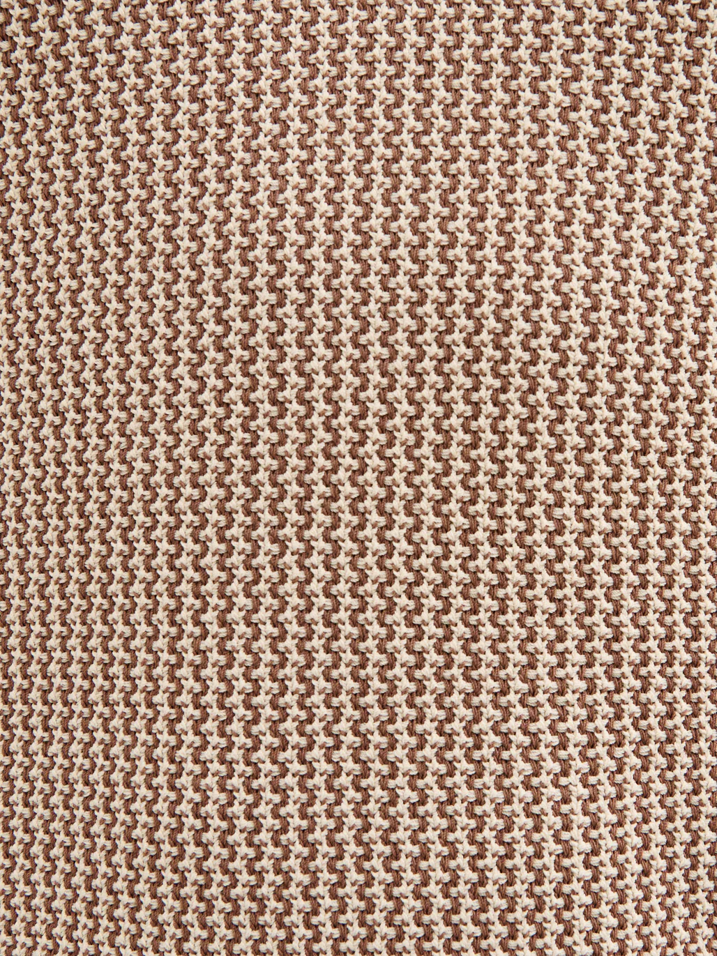 Orian Textured Stripe Knit Polo - Brown and Taupe - Image 7