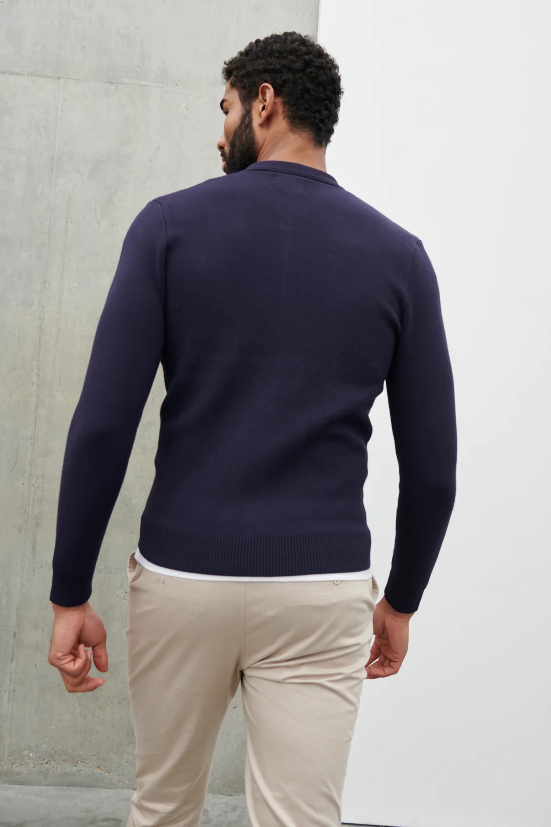 Otis Collared Knit Jacket - Navy - Image 4