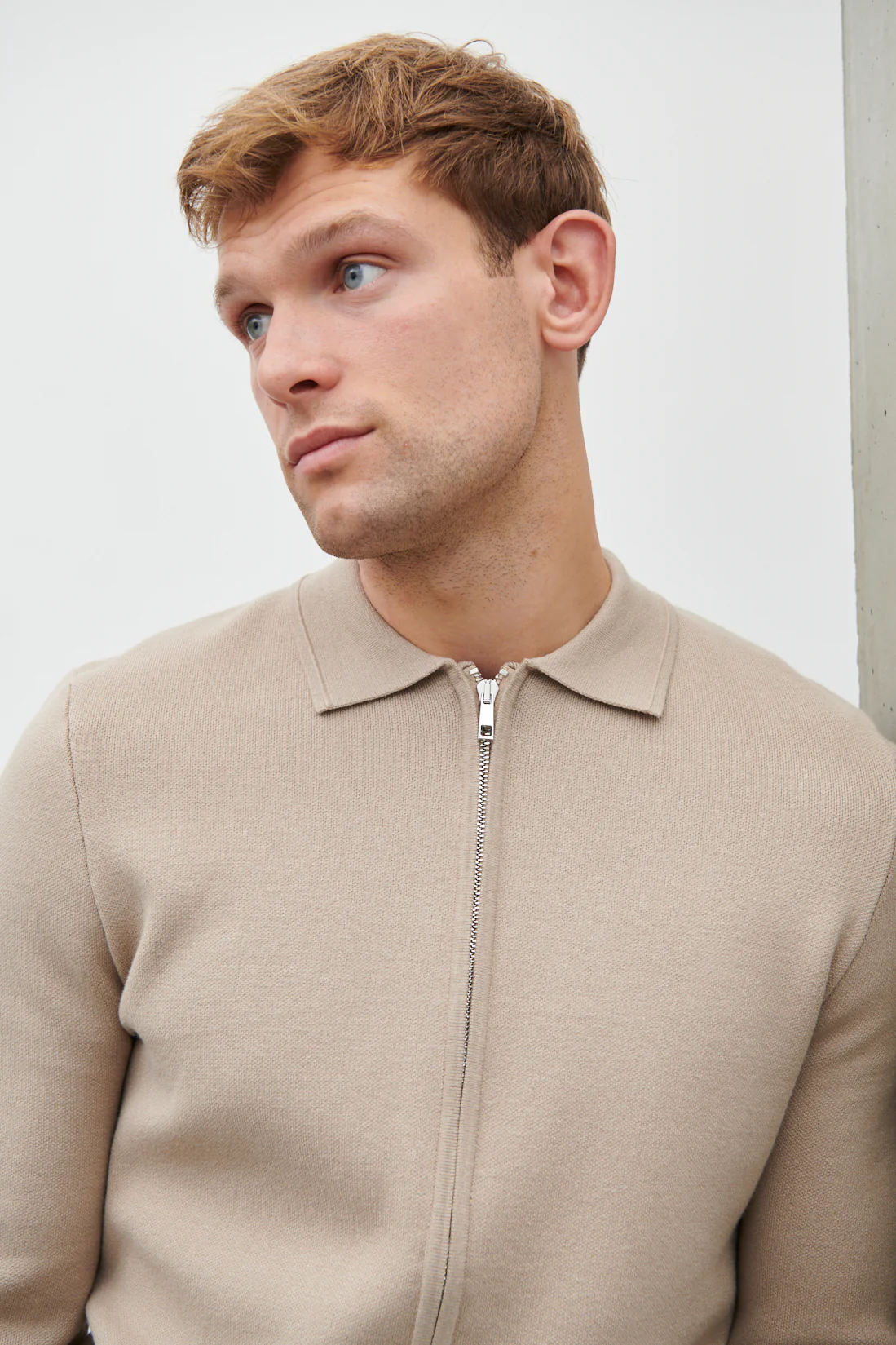 Otis Collared Knit Jacket - Oatmeal - Image 3
