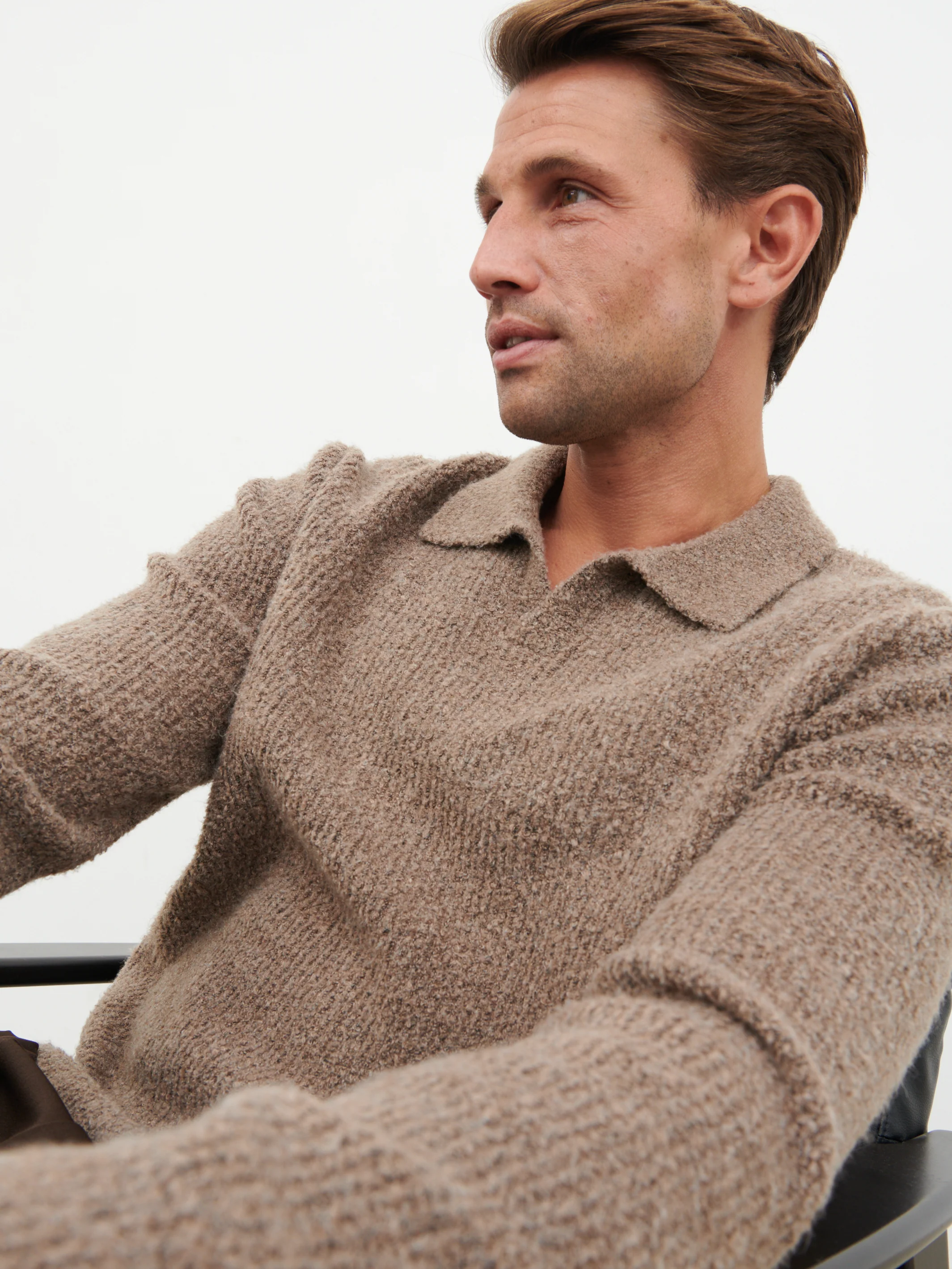 Otto Oversized Knit Polo - Light Brown - Image 7