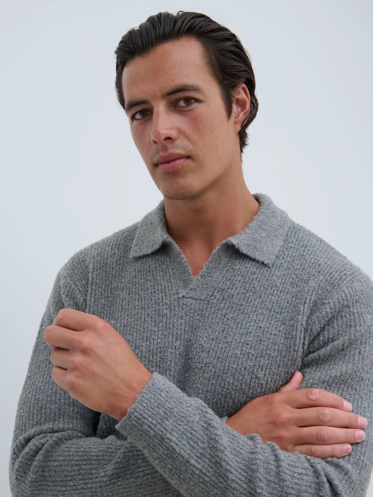 Otto Oversized Knit Polo - Charcoal - Image 3