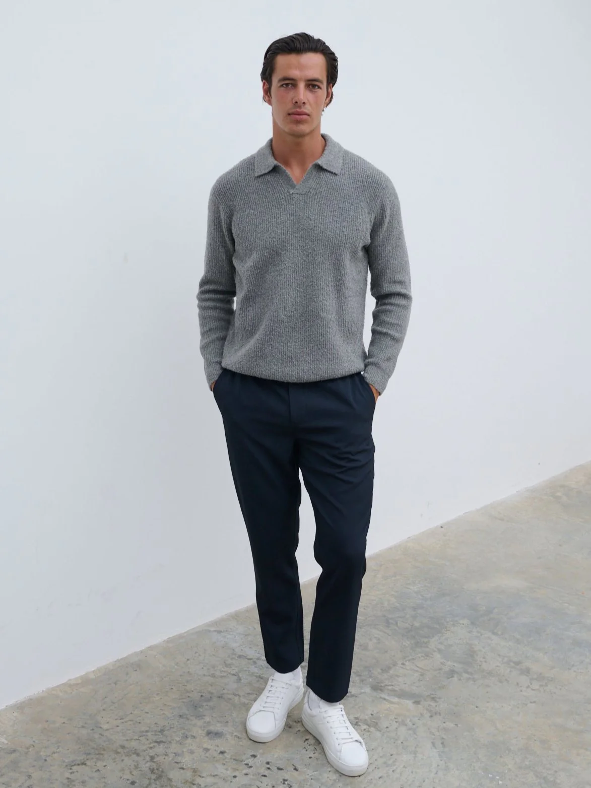 Otto Oversized Knit Polo - Charcoal - Image 4