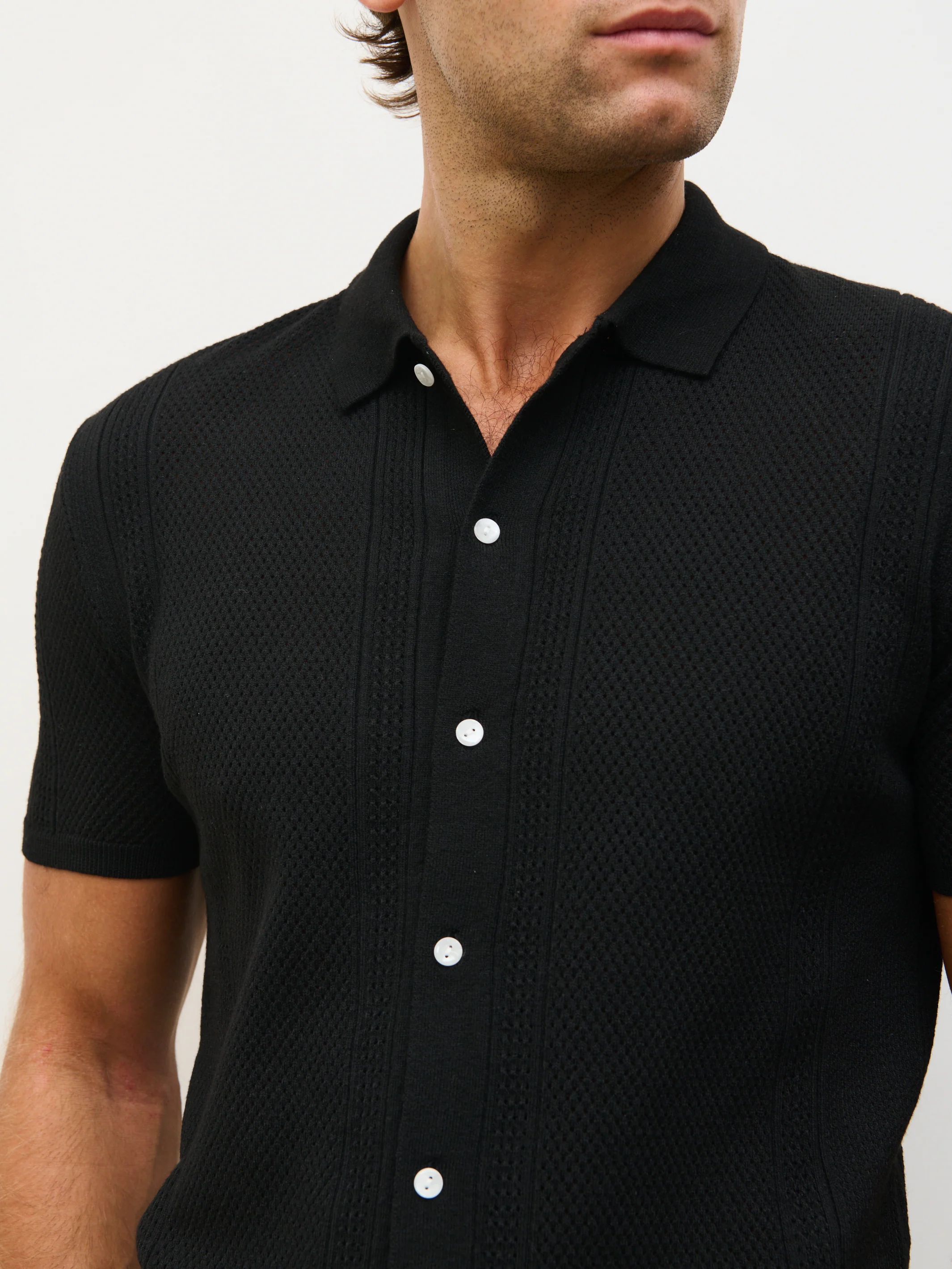 Rafael Openwork Knit Shirt - Black - Image 2