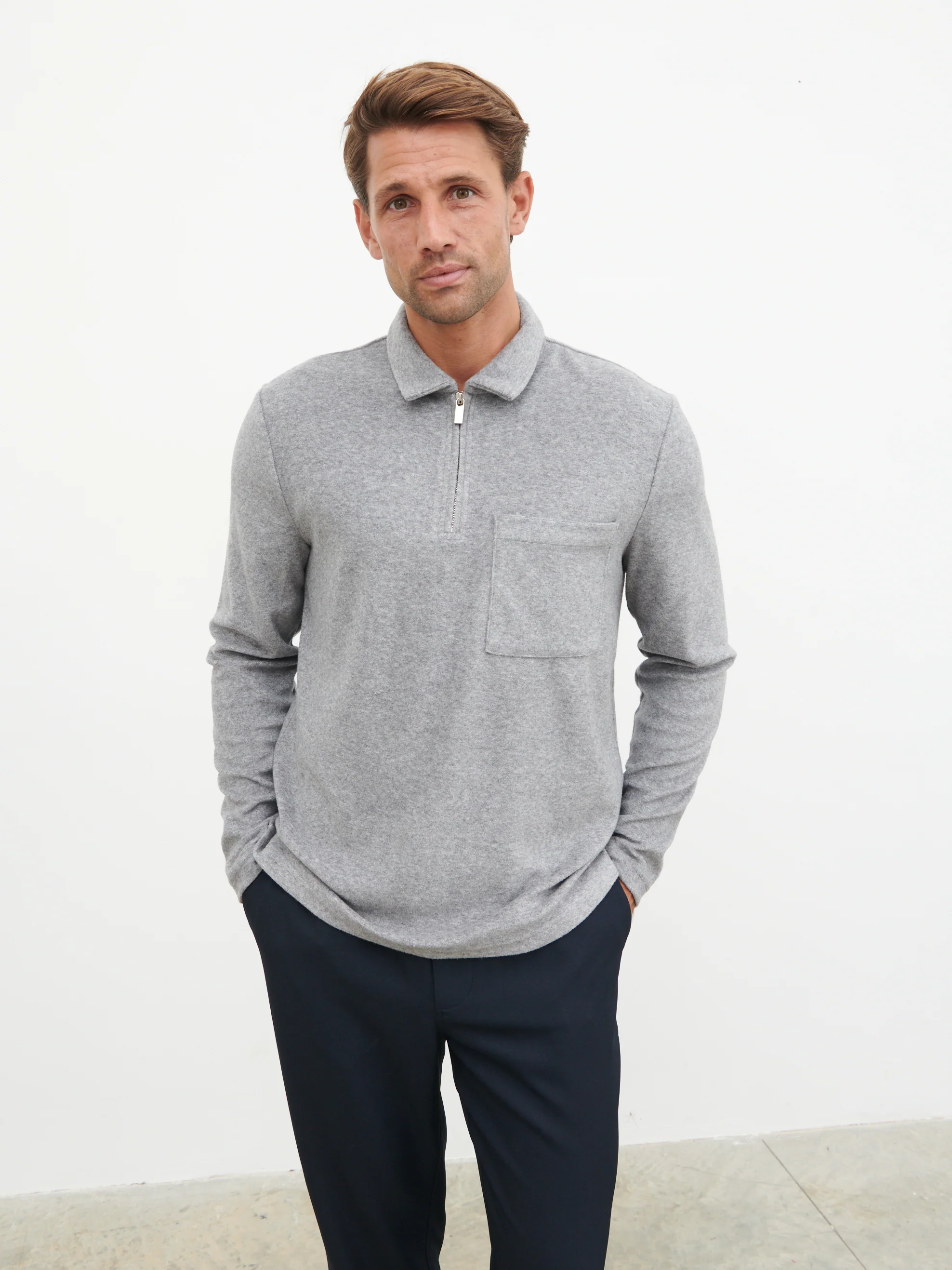 Rio Zip Towelling Polo - Charcoal - Image 4
