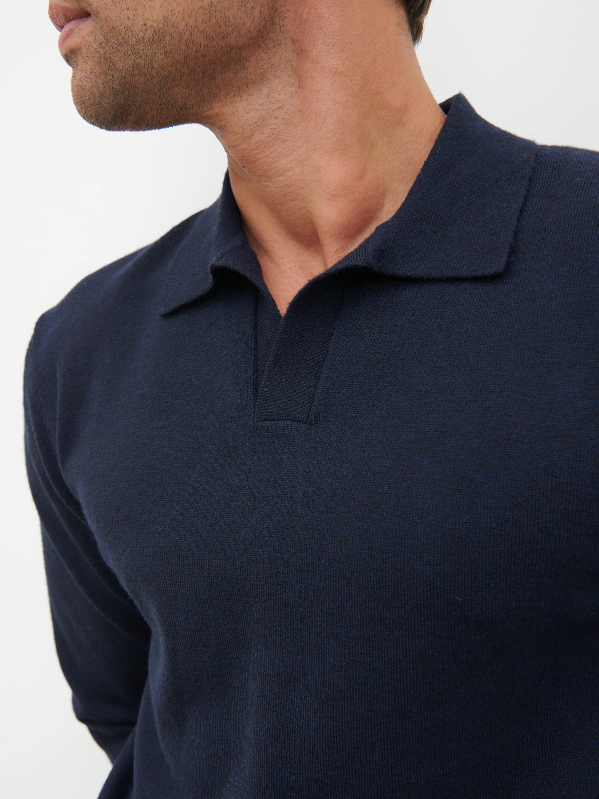 Robin Long Sleeve Lightweight Knit Polo - Navy - Image 4