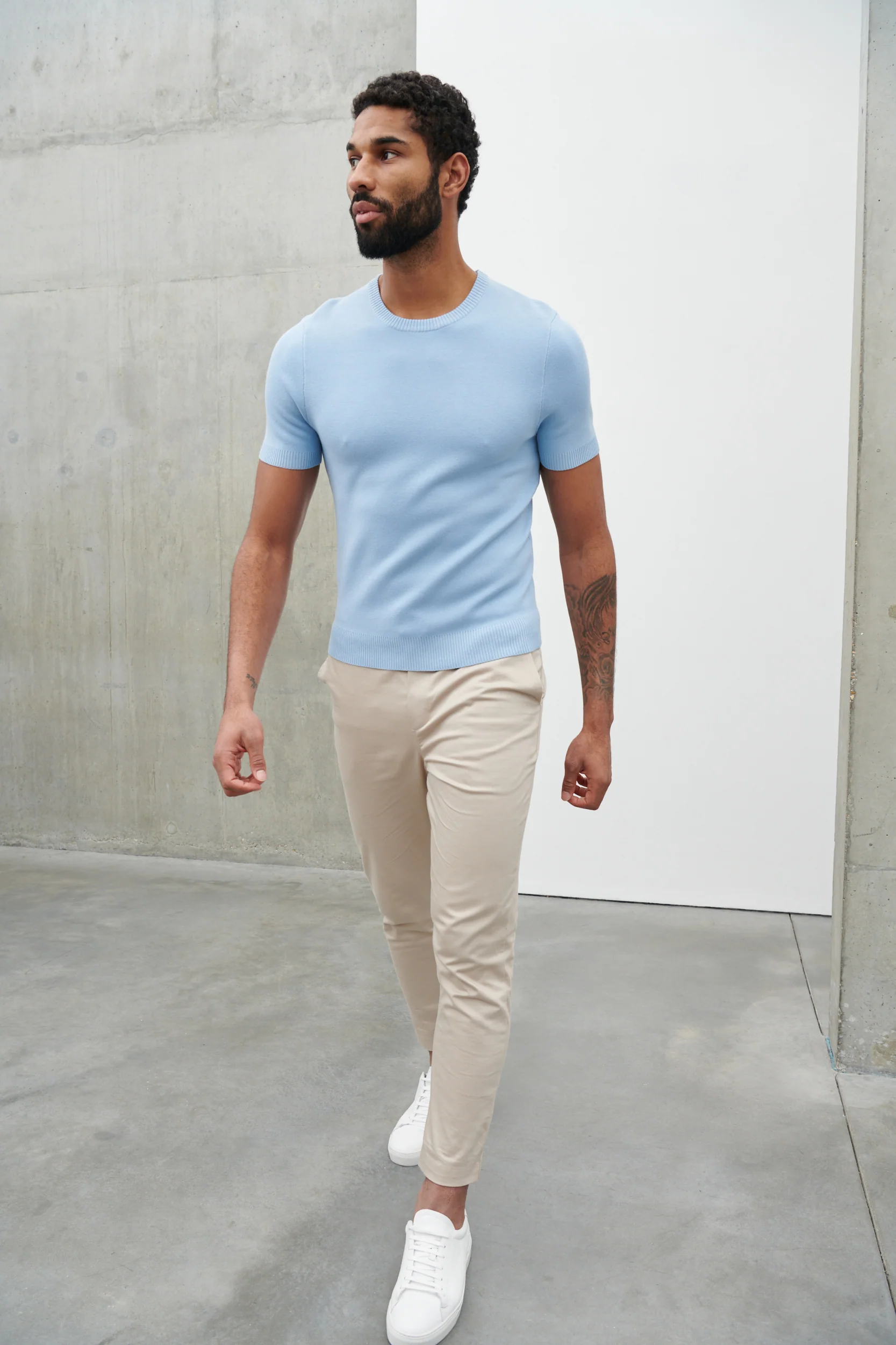 Roman Crew Neck Knit Top - Ice Blue - Image 3