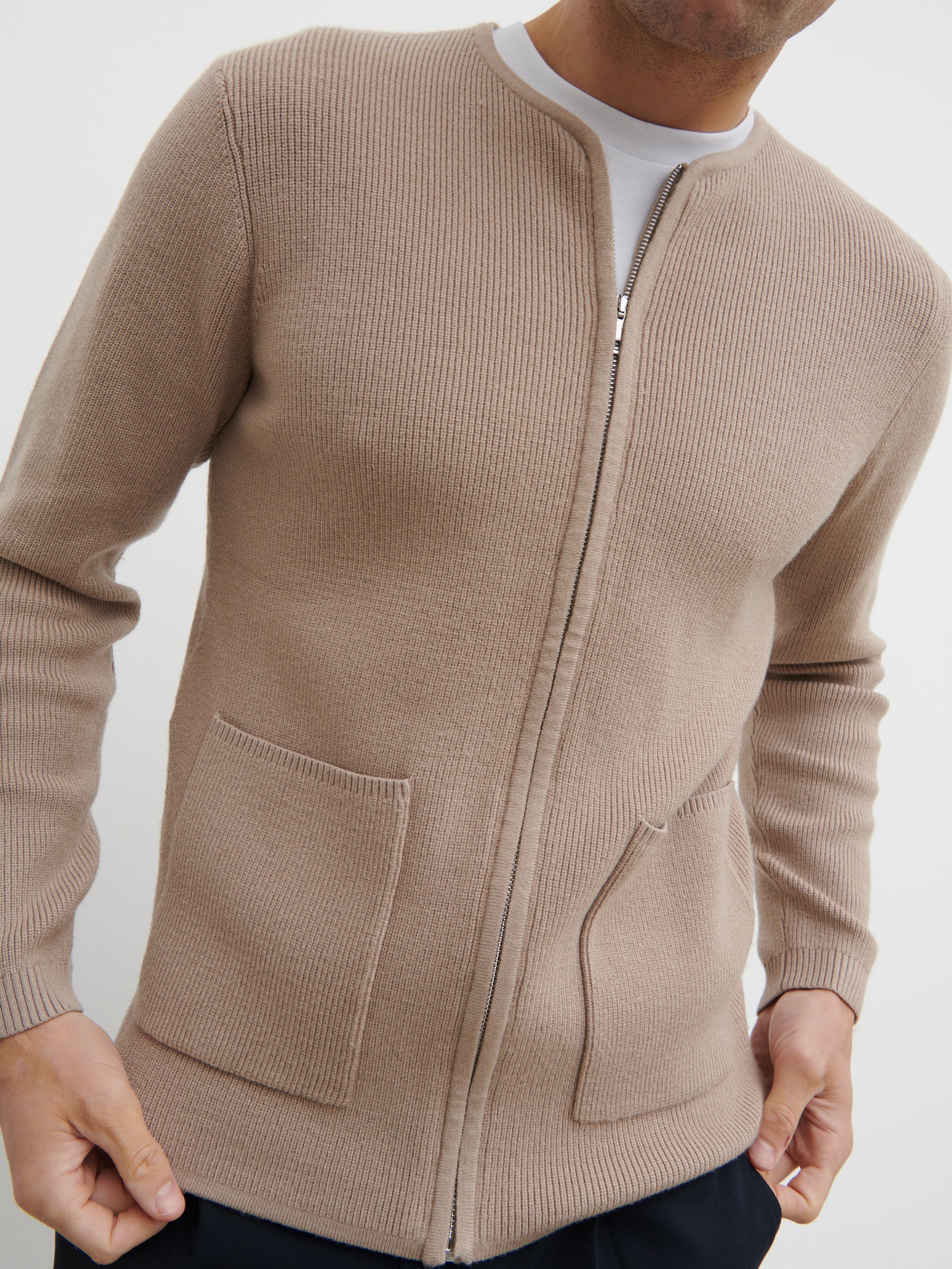 Ronan Knit Bomber - Light Taupe - Image 3