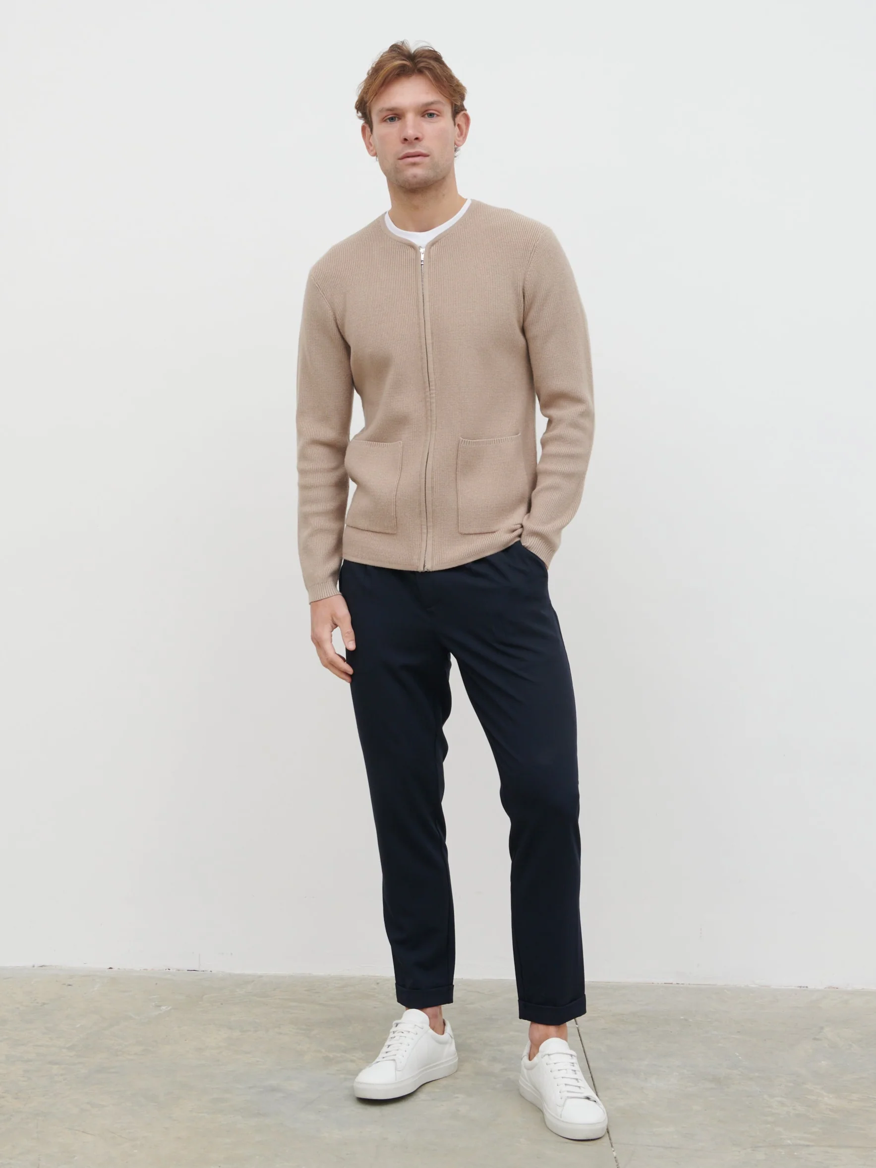 Ronan Knit Bomber - Light Taupe - Image 4