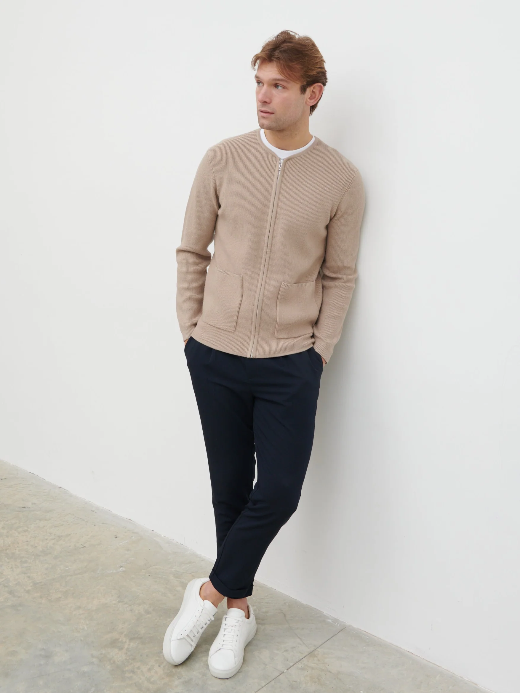 Ronan Knit Bomber - Light Taupe - Image 5
