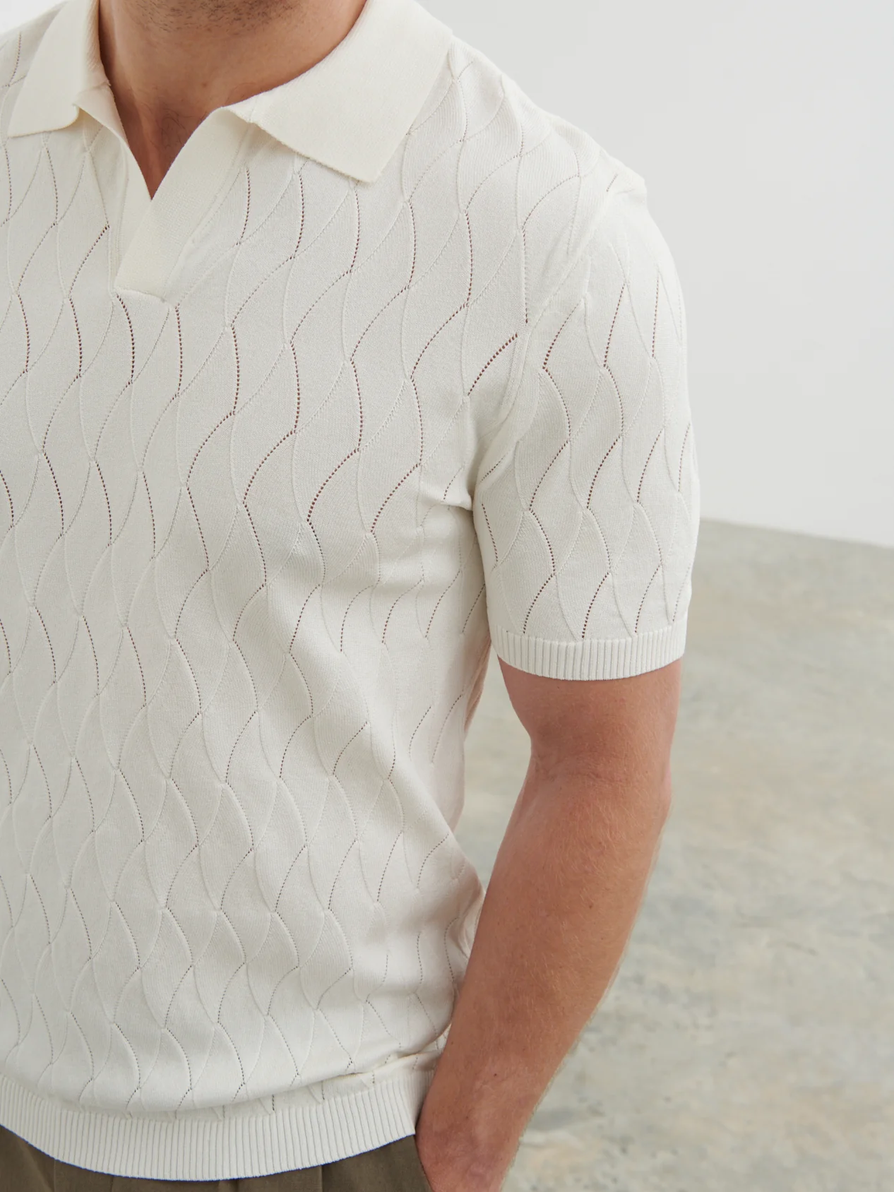 Ryan Knit Polo - Cream - Image 2