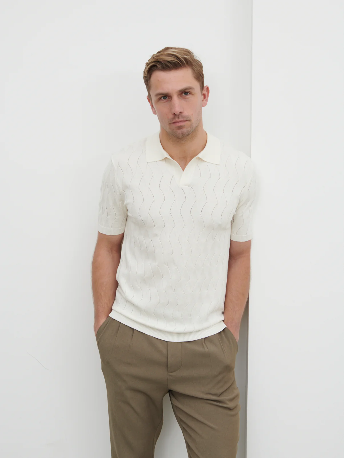Ryan Knit Polo - Cream - Image 4