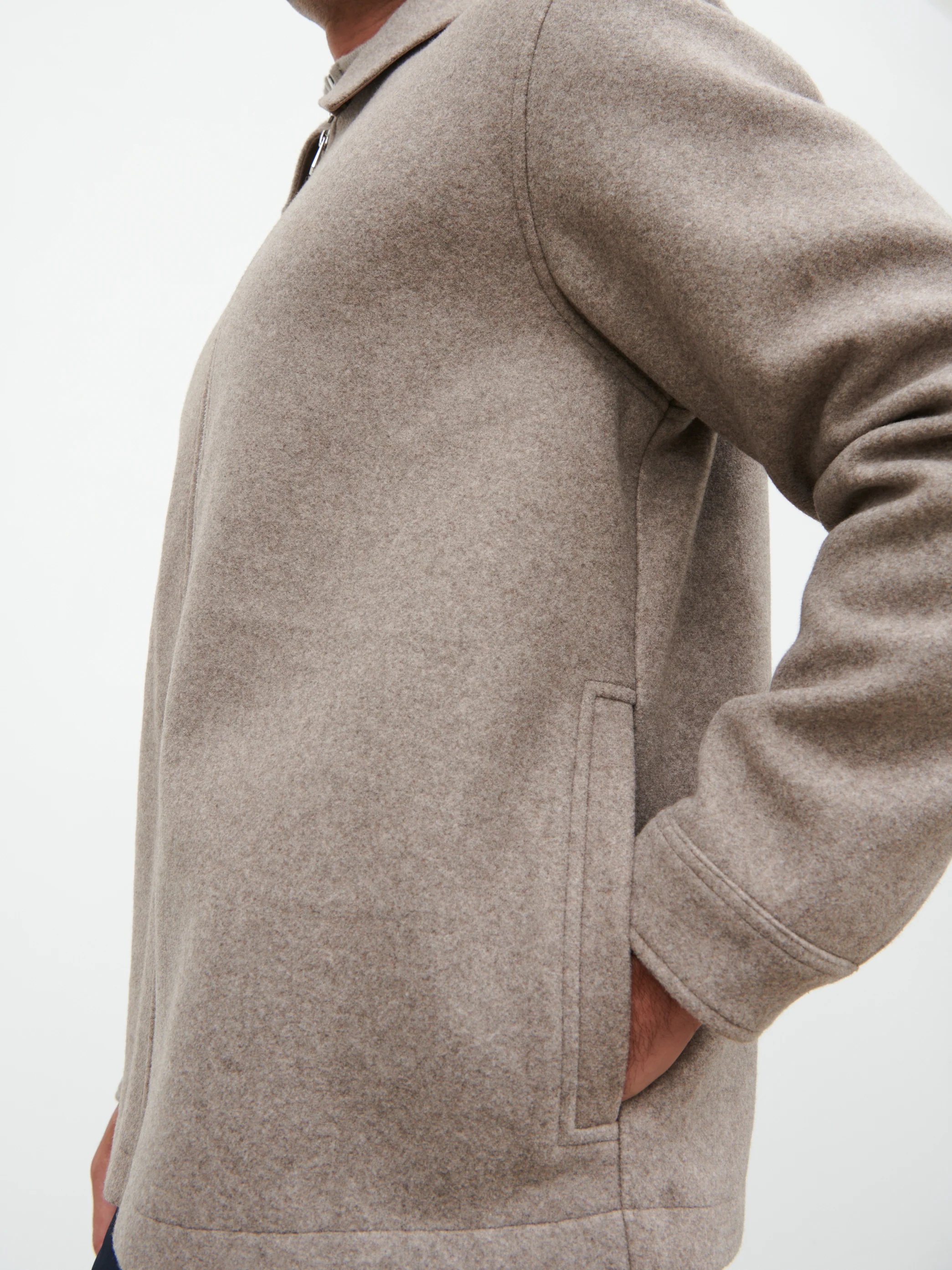 Stan Felted Zip Up Jacket - Beige Marl - Image 6