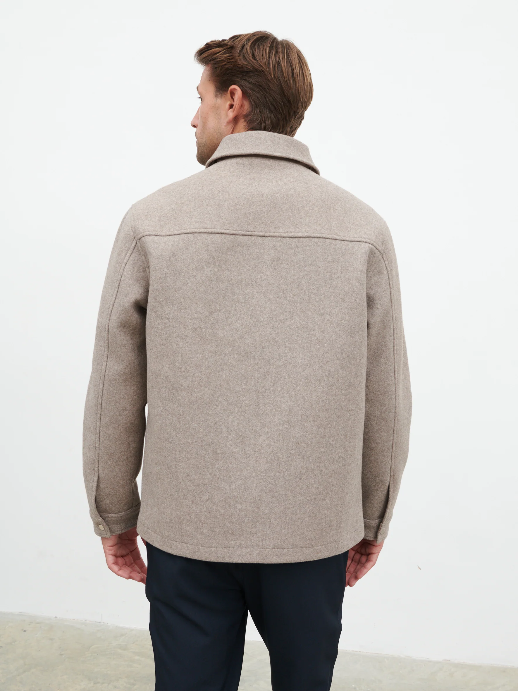 Stan Felted Zip Up Jacket - Beige Marl - Image 8