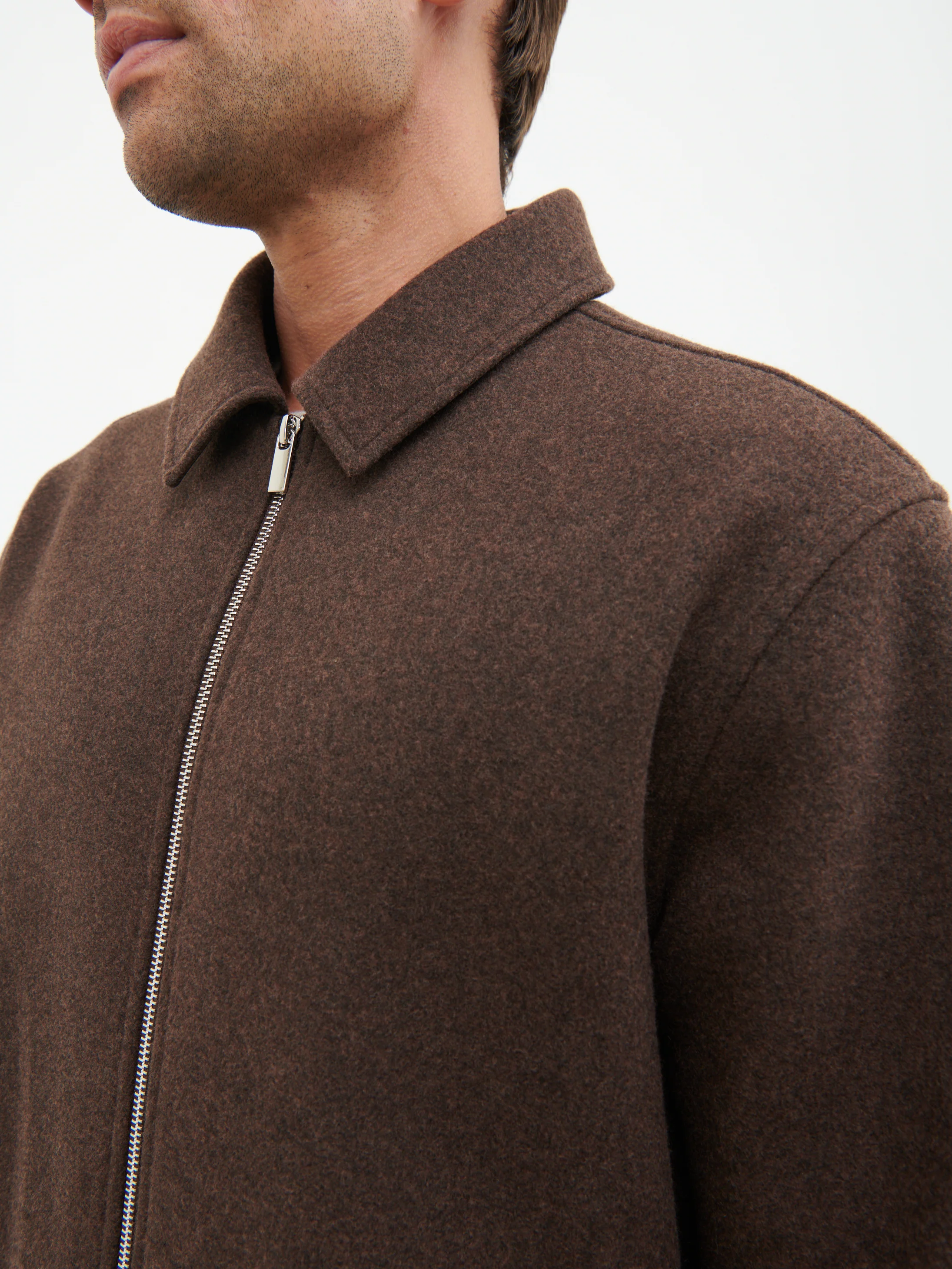Stan Felted Zip Up Jacket - Chocolate Marl - Image 3