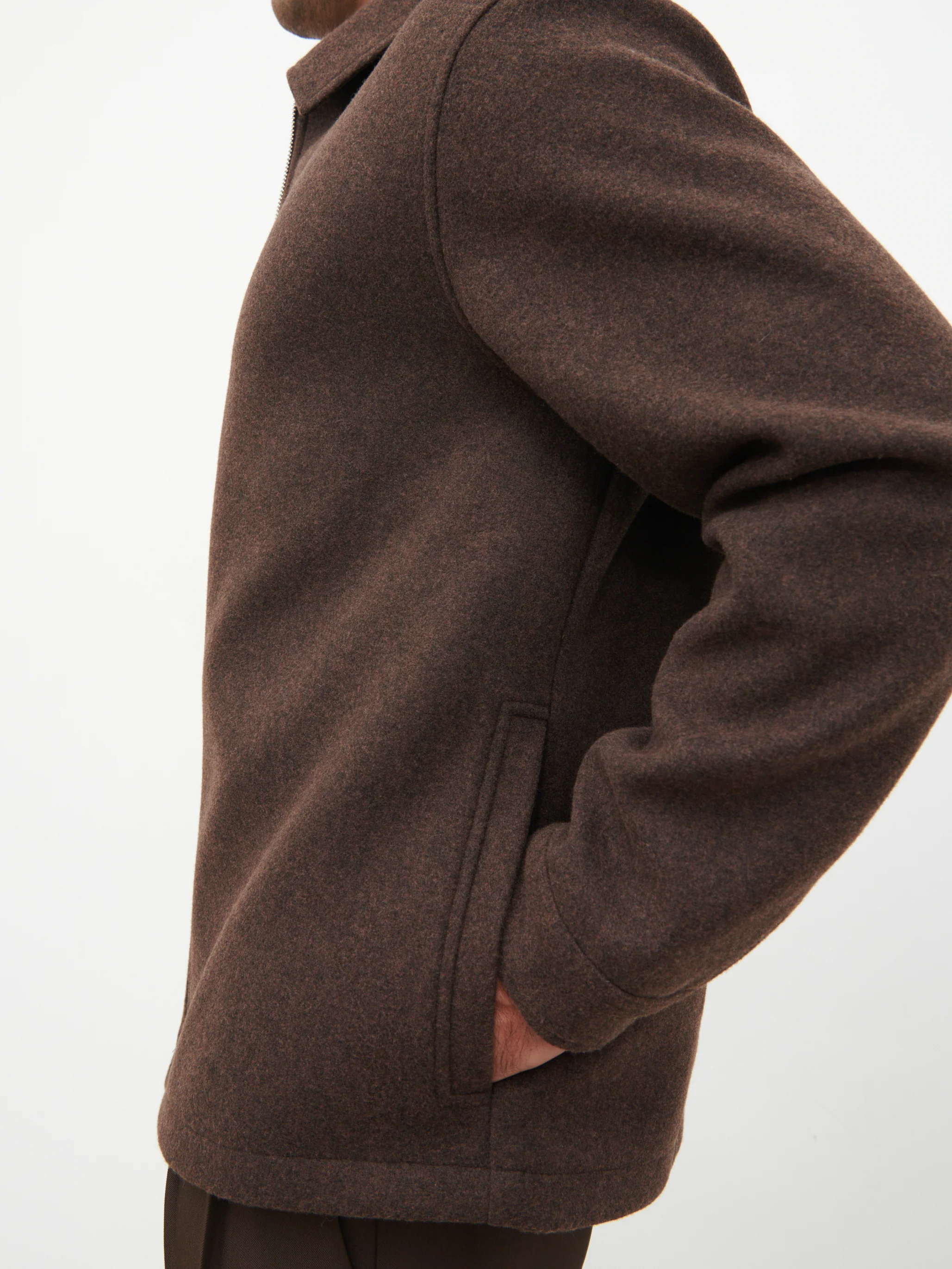 Stan Felted Zip Up Jacket - Chocolate Marl - Image 4