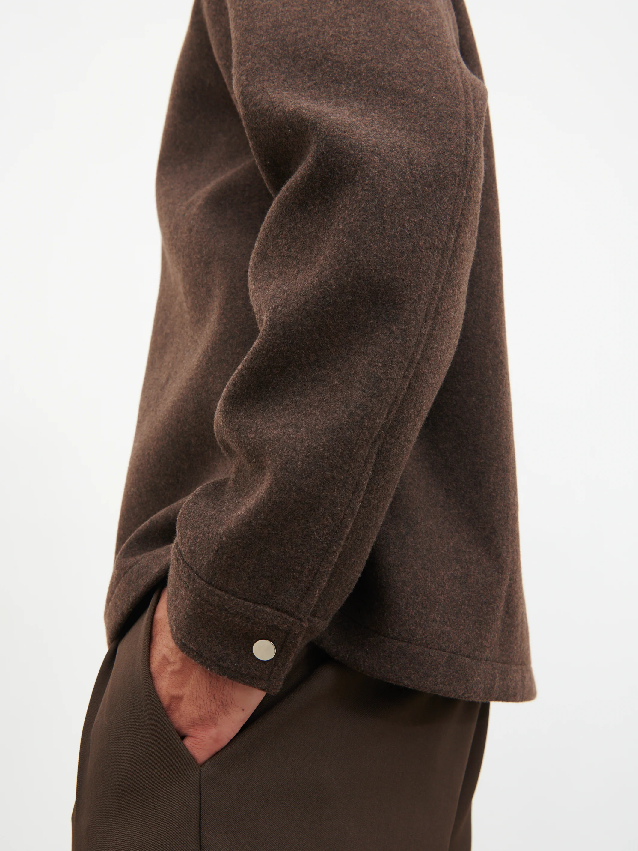Stan Felted Zip Up Jacket - Chocolate Marl - Image 6
