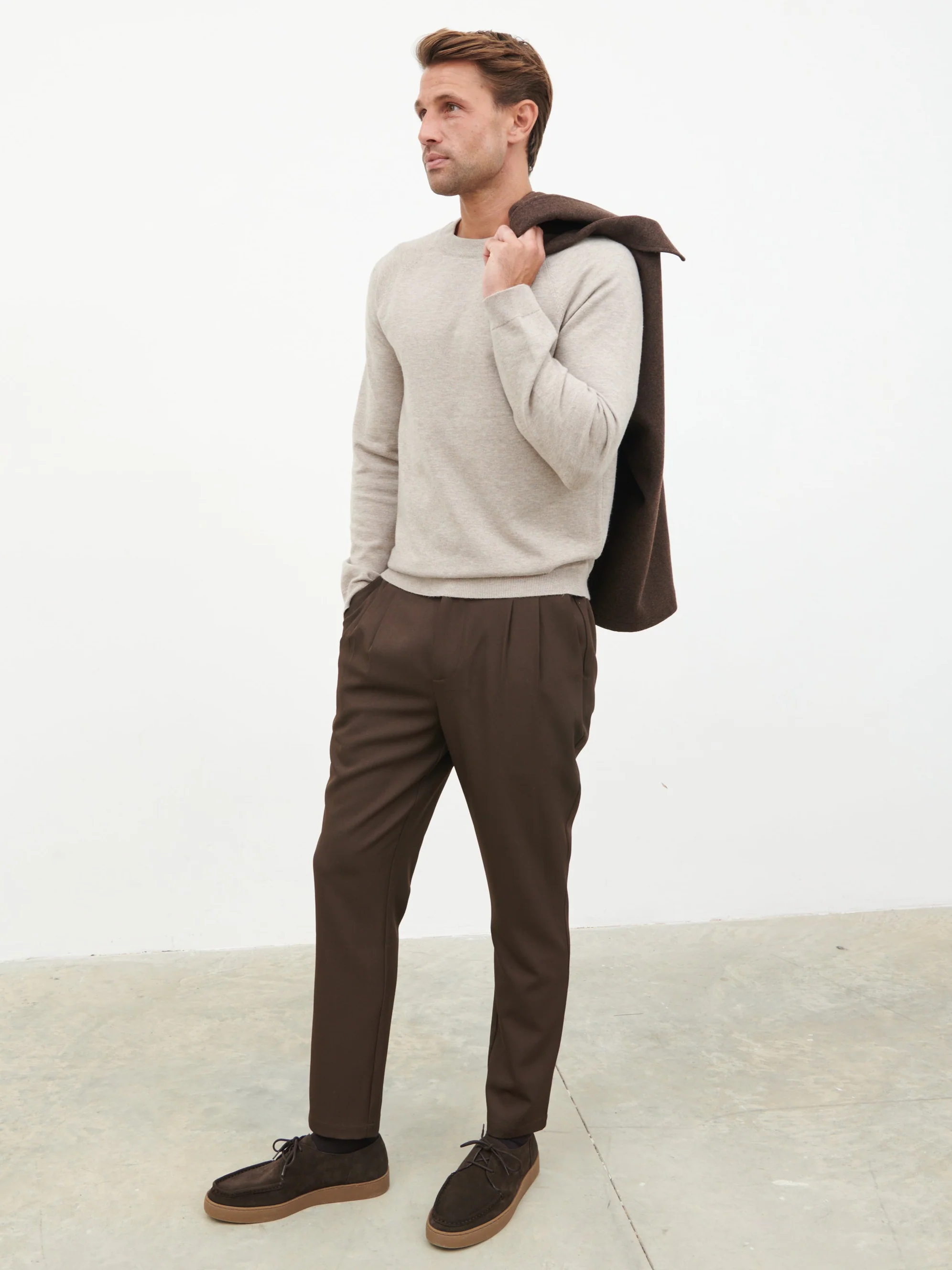 Stan Felted Zip Up Jacket - Chocolate Marl - Image 7