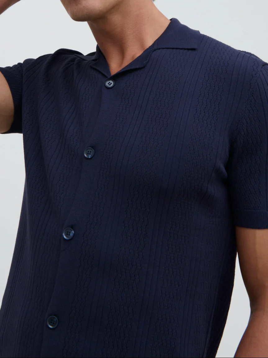 Theo Knit Shirt - Navy - Image 3