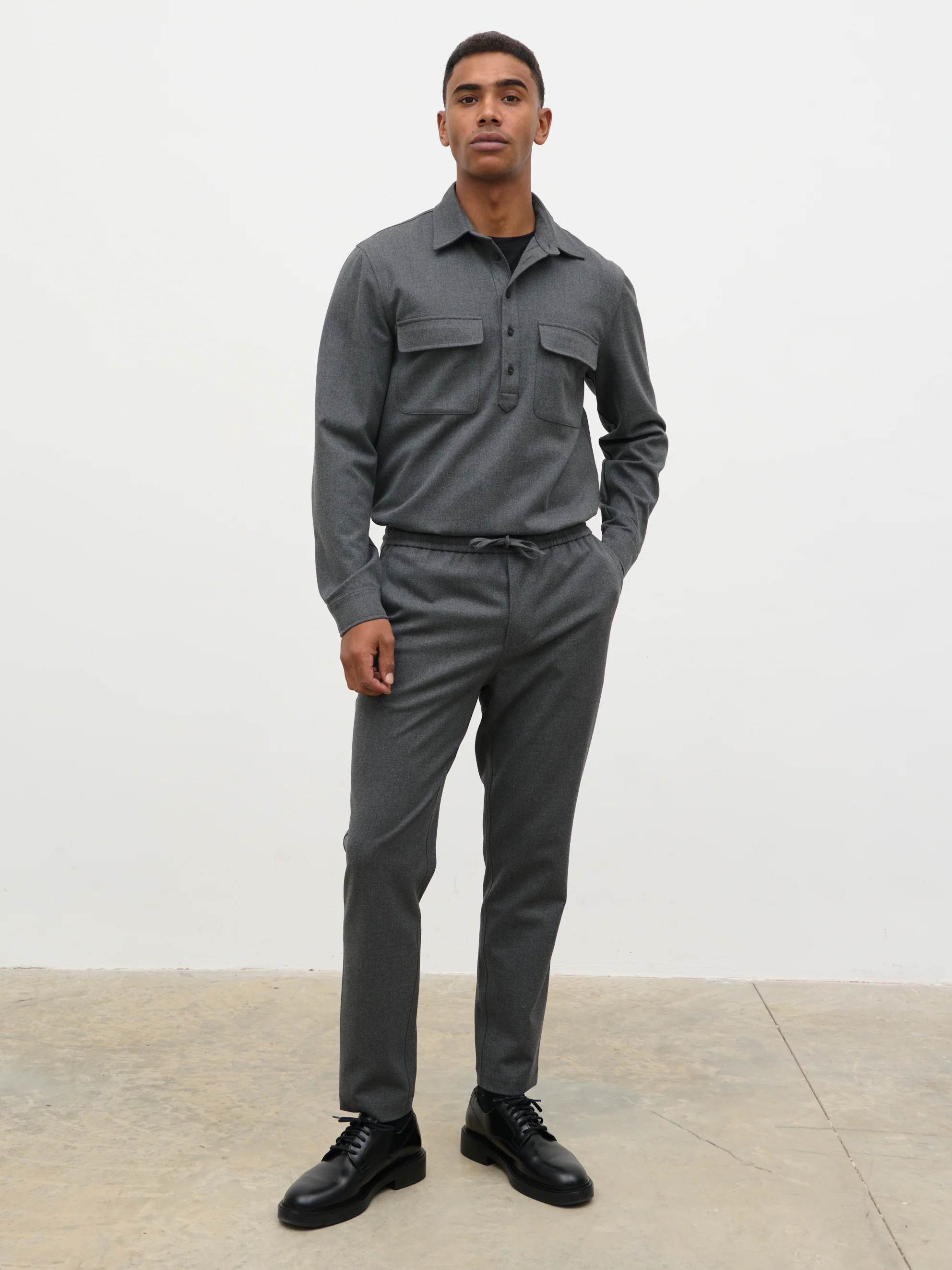 Theodore Half Placket Shirt - Charcoal - Image 5