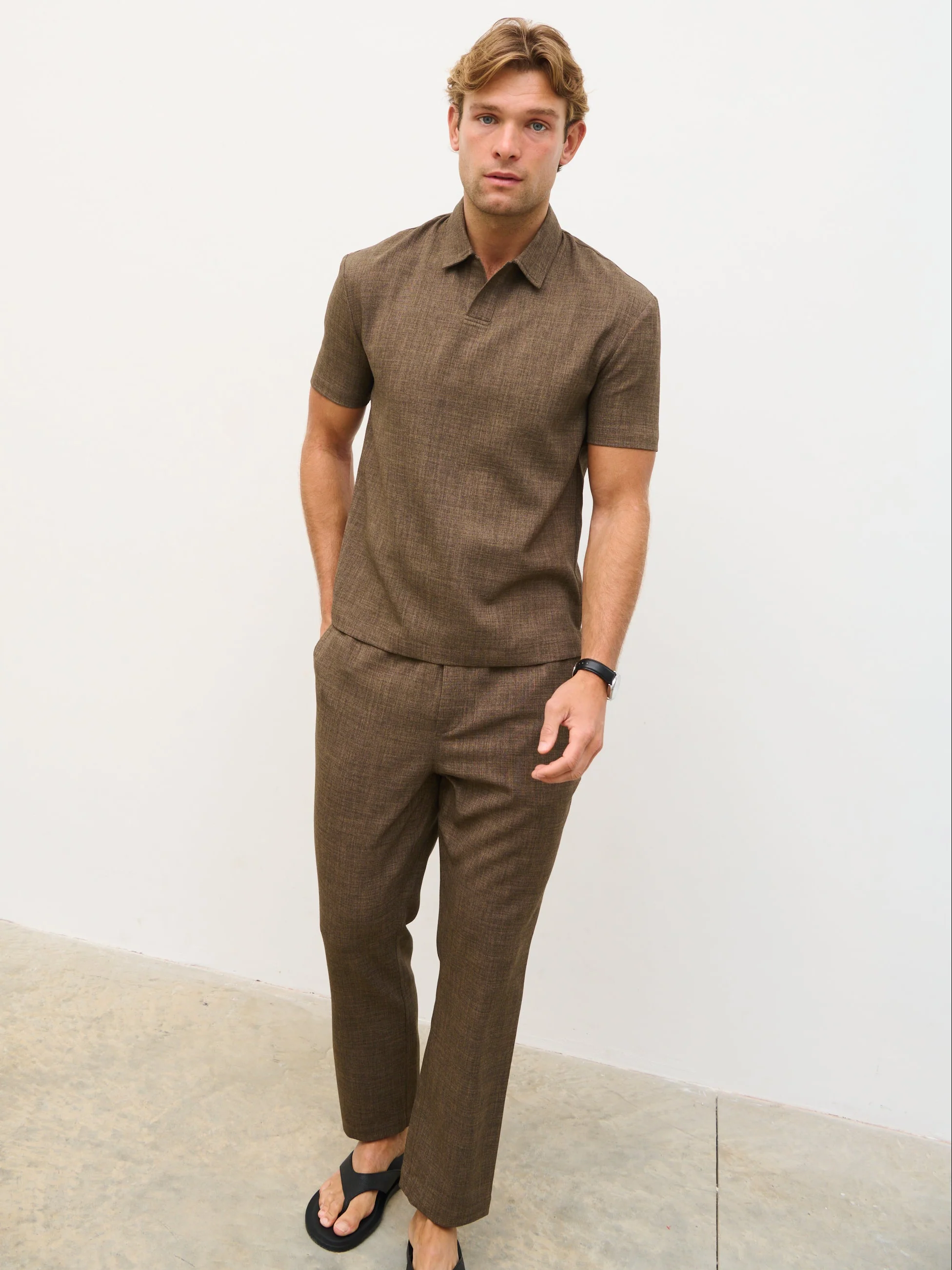 Thorley Textured Polo Top - Brown - Image 6