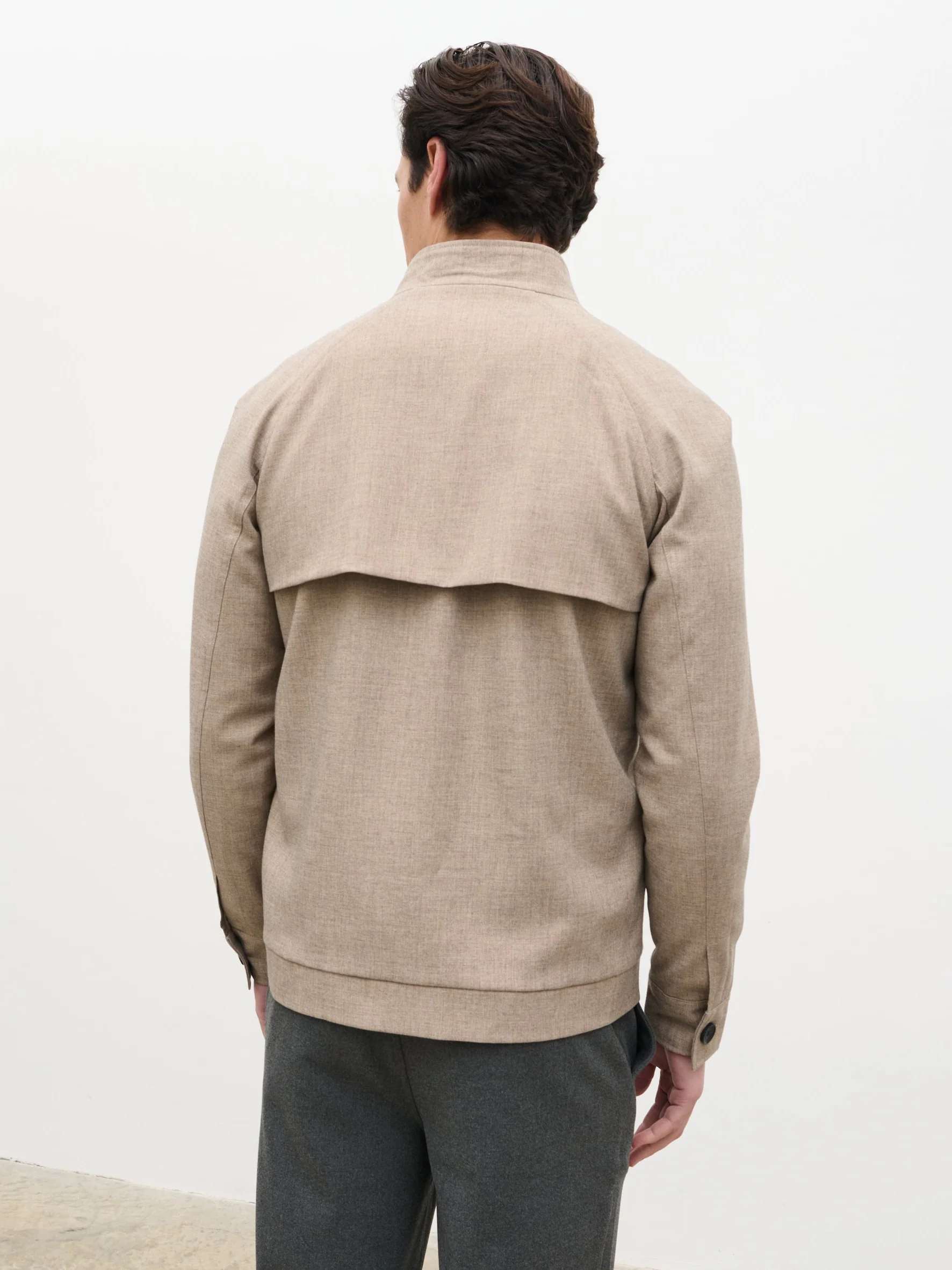 Vincent High Neck Zip Jacket - Beige Marl - Image 7