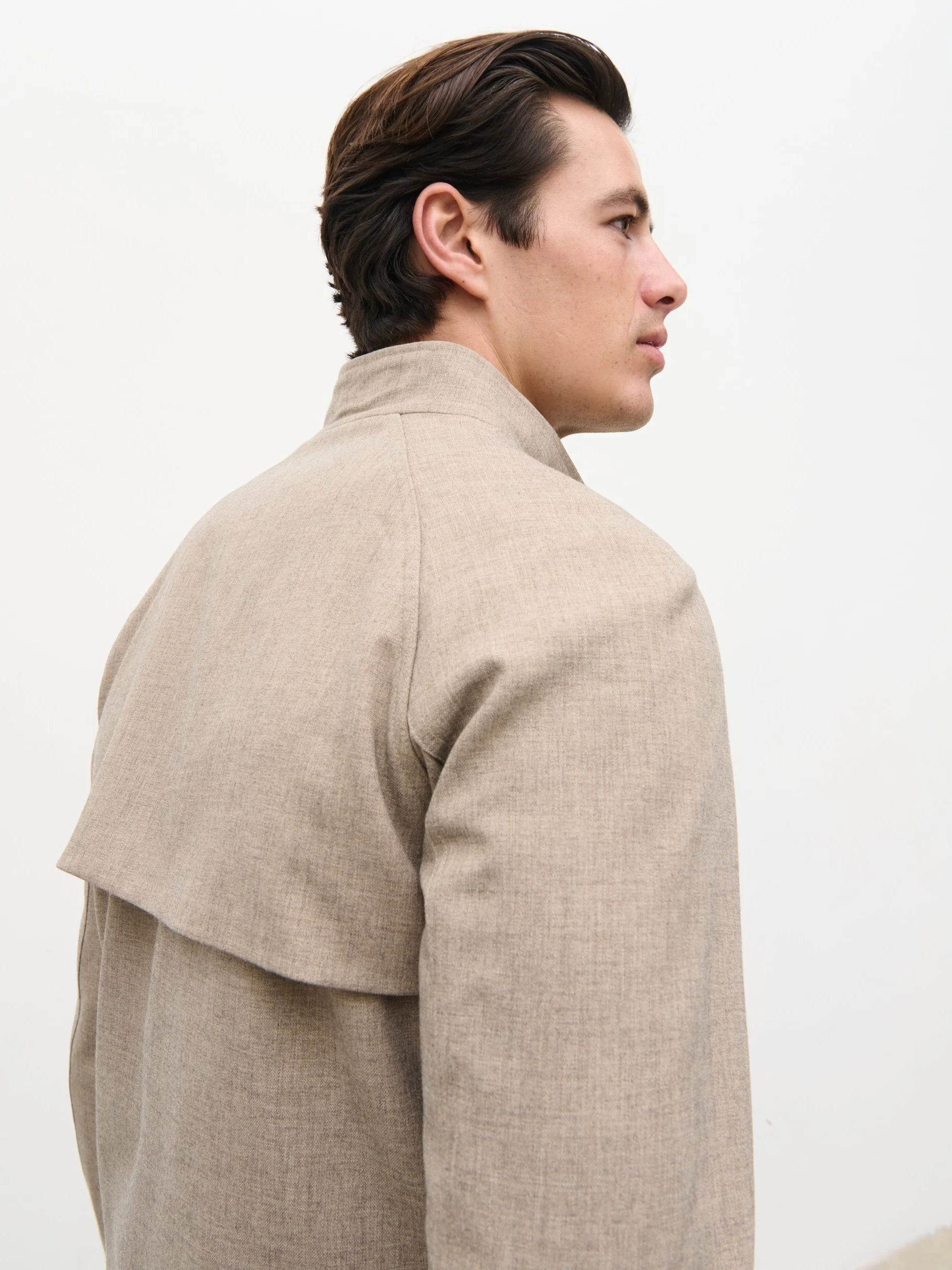 Vincent High Neck Zip Jacket - Beige Marl - Image 8