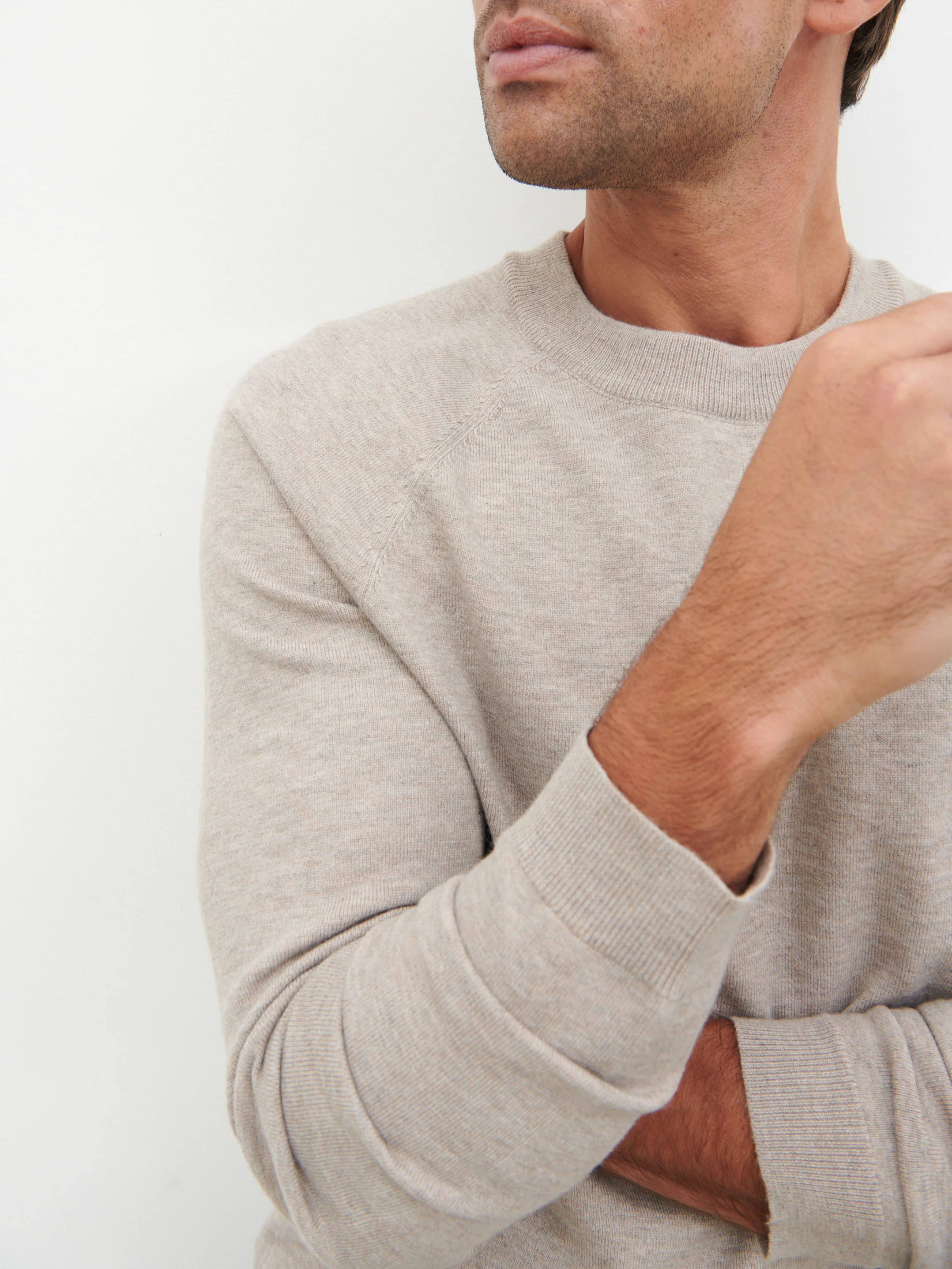 Wyatt Crew Neck Knit Jumper - Mushroom - Image 3