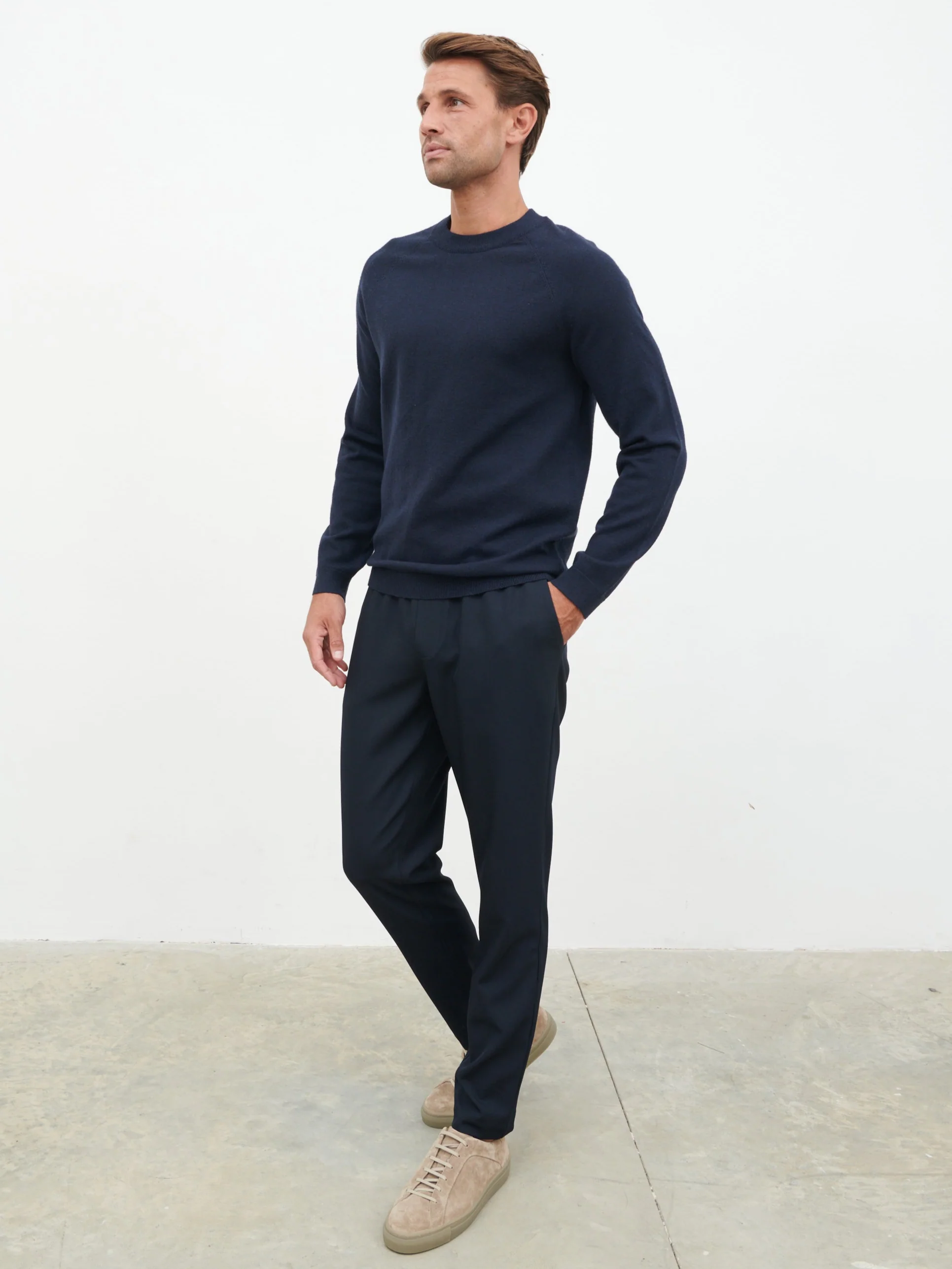 Wyatt Crew Neck Knit Jumper - Navy - Image 2