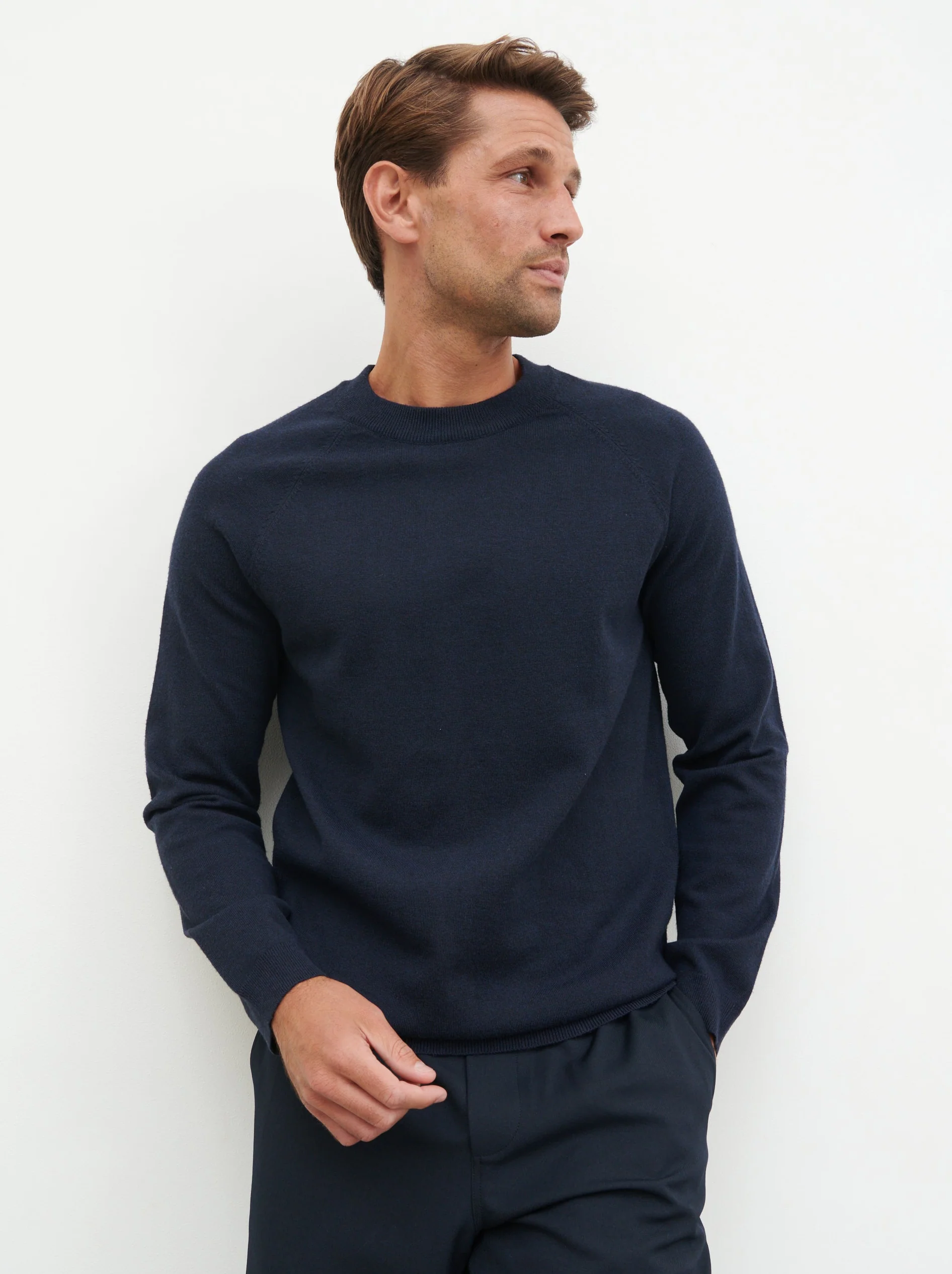 Wyatt Crew Neck Knit Jumper - Navy - Image 3